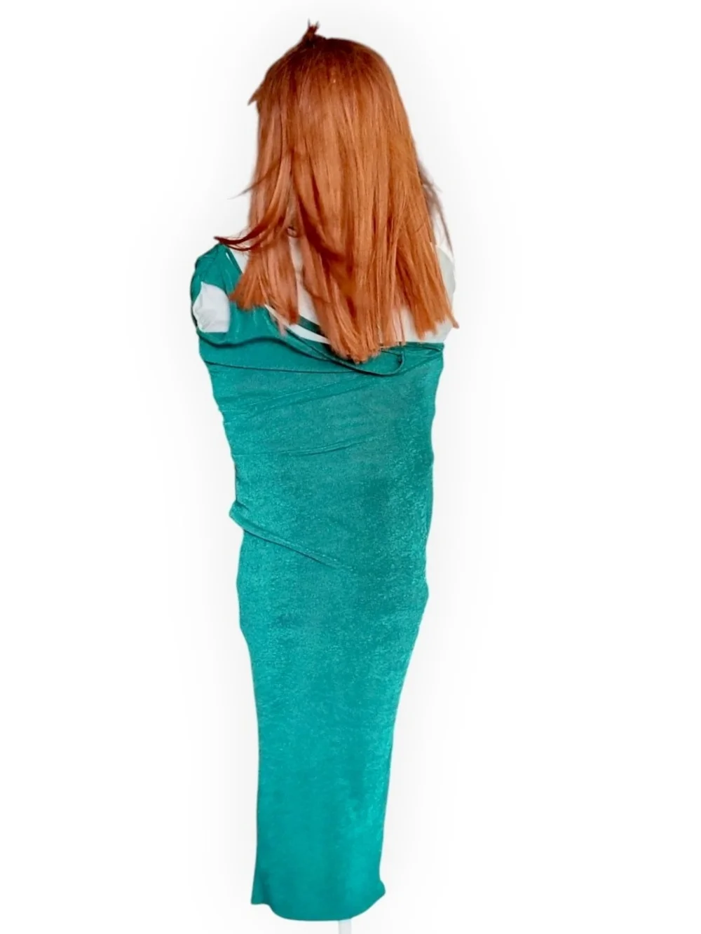 One-Shoulder Teal Evening Dress for Women - Picture 4 of 13